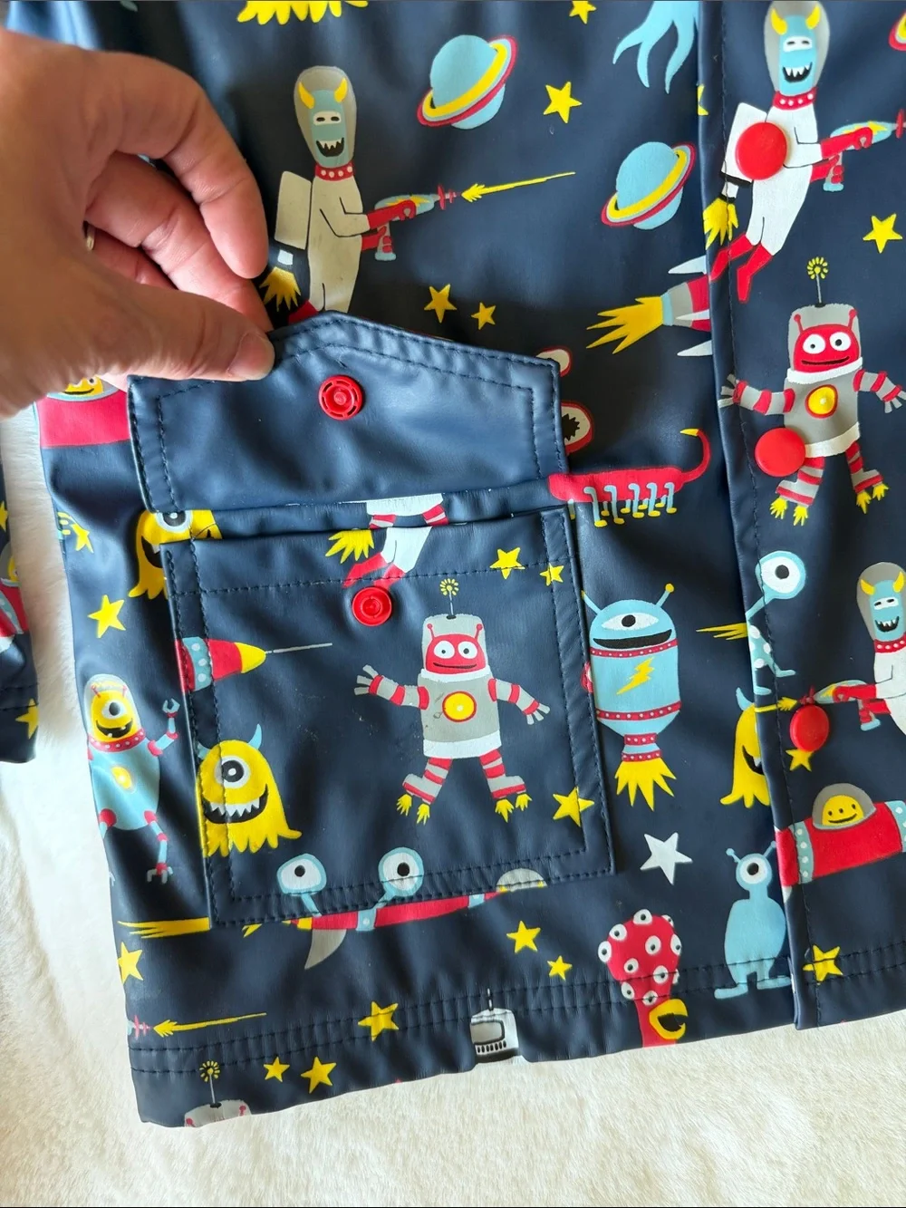 Hatley Size 6 Space Aliens Terry lined Raincoat